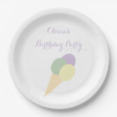 アイスクリームスクープパステルカラフル誕生日パーティー ペーパープレート (正面)