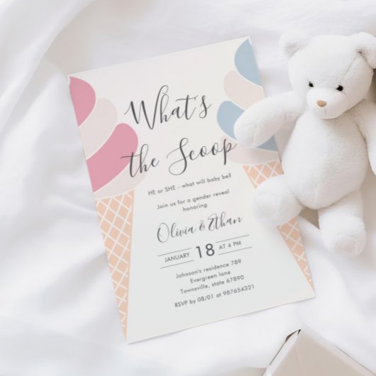 アイスクリームスクープパステルジェンダーリビール 招待状