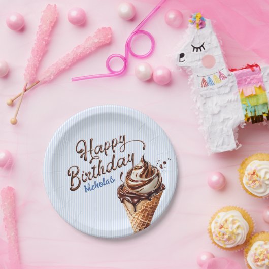 アイスクリームスクープボーイズ誕生日 ペーパープレート (パーティー)