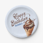 アイスクリームスクープボーイズ誕生日 ペーパープレート (正面)