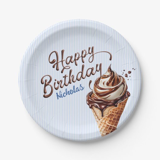 アイスクリームスクープボーイズ誕生日 ペーパープレート (正面)