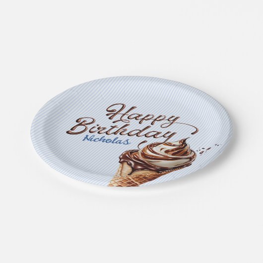 アイスクリームスクープボーイズ誕生日 ペーパープレート (アングル)