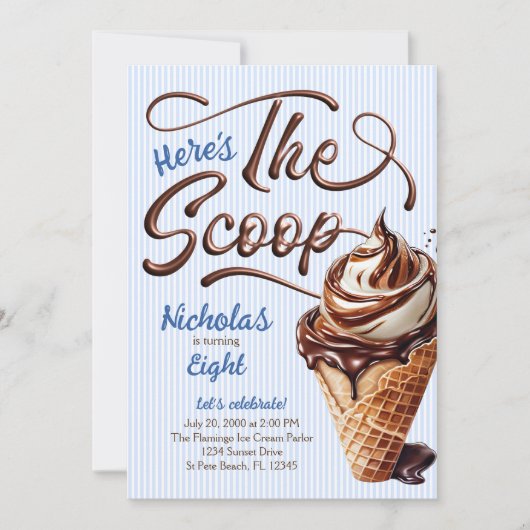 アイスクリームスクープボーイズ誕生日 招待状 (正面)