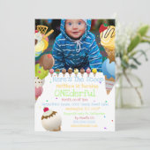 アイスクリームスクープ夏の写真カラフルパーティー 招待状 (スタンド正面)