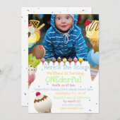 アイスクリームスクープ夏の写真カラフルパーティー 招待状 (正面/裏面)