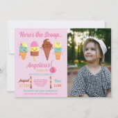 アイスクリームスクープ店可愛いガールズロリー招待状 招待状 (正面)