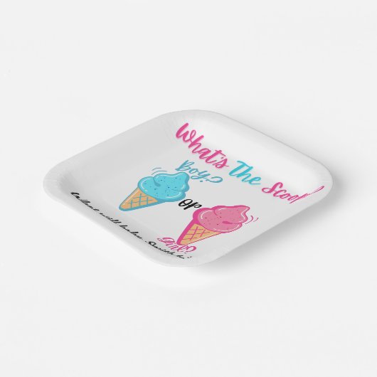 アイスクリームスクープ性別リビールカスタム ペーパープレート (傾斜あり)