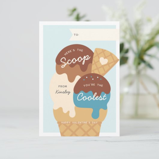 アイスクリームスクープ教室バレンタインデーカード 招待状 (スタンド正面)