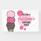 アイスクリームスクープ誕生日パーティバナー 横断幕 (横)