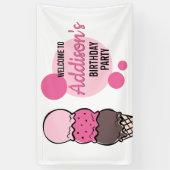 アイスクリームスクープ誕生日パーティバナー 横断幕 (縦)