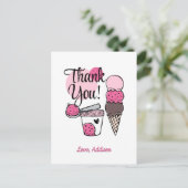 アイスクリームスクープ誕生日パーティーありがとうはがき ポストカード (スタンド正面)