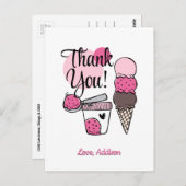 アイスクリームスクープ誕生日パーティーありがとうはがき ポストカード (正面/裏面)