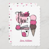 アイスクリームスクープ誕生日パーティーサンキューカード サンキューカード (正面/裏面)