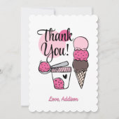アイスクリームスクープ誕生日パーティーサンキューカード サンキューカード (正面)