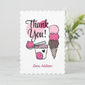 アイスクリームスクープ誕生日パーティーサンキューカード サンキューカード (スタンド正面)