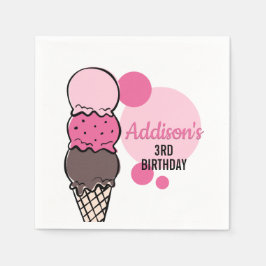 アイスクリームスクープ誕生日パーティー紙ナプキンス スタンダードカクテルナプキン