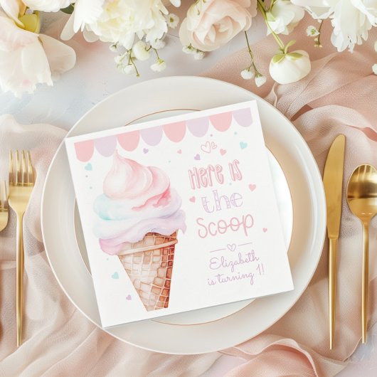 アイスクリームスクープ誕生日パーティー スタンダードカクテルナプキン