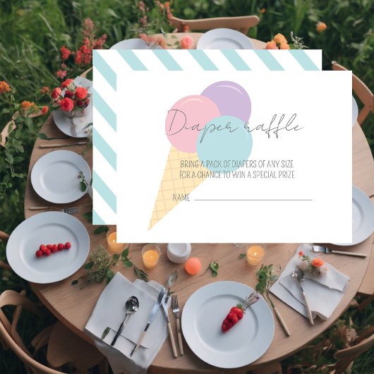 アイスクリームスクープ赤ちゃんシャワーおむつラッフル エンクロージャーカード