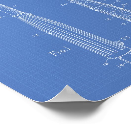 アイスクリームスクープ1970特許アートブループリント ポスター (角)