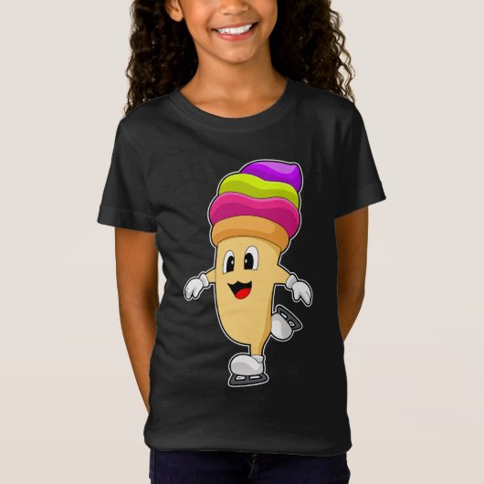 アイスクリームスケートで滑るアイススケート Tシャツ (正面)