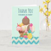 アイスクリームスコップと散水付きサンキュー カード (黄色い花)