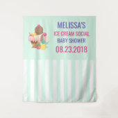 アイスクリームスコップと散水赤ちゃんシャワー タペストリー (正面)