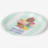 アイスクリームスコップと散水赤ちゃんシャワー ペーパープレート (アングル)