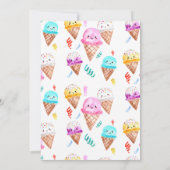 アイスクリームスコップアップおもしろいトラックサマー子供の誕生日 招待状 (裏面)