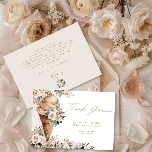 アイスクリームスコップアップフローラボホブライダルシャワー サンキューカード