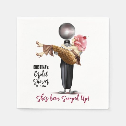 アイスクリームスコップアップブライダルシャワー スタンダードカクテルナプキン (正面)