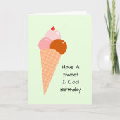 アイスクリームスコップコーンさくらんぼスウィートサマー誕生日 カード (正面)