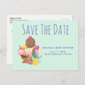 アイスクリームスコップ振りかける日付を保存 案内ポストカード (正面/裏面)