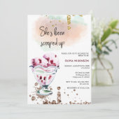 アイスクリームスコップ |金ゴールドピンクグリッターブライダルシャワー 招待状 (スタンド正面)