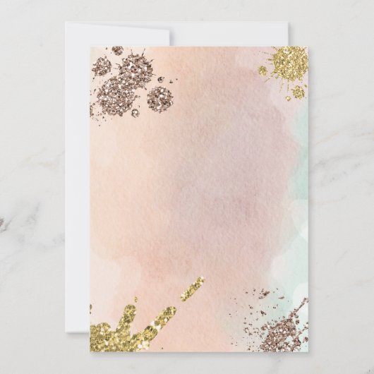 アイスクリームスコップ |金ゴールドピンクグリッターブライダルシャワー 招待状 (裏面)