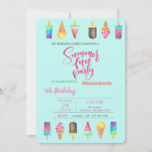 アイスクリームスサマーバースデーパーティー 招待状 (正面)