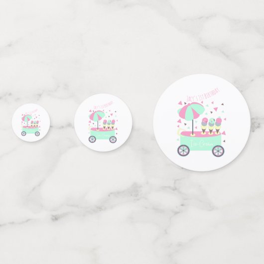 アイスクリームスタンドスウィートピンクバースデーパーティー コンフェッティ (裏面)