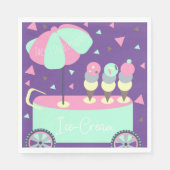 アイスクリームスタンド紙吹雪バースデーパーティーパープル スタンダードランチョンナプキン (正面)