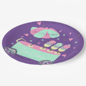 アイスクリームスタンド紙吹雪バースデーパーティーパープル ペーパープレート (アングル)
