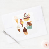 アイスクリームステッカーのセット。 スクエアシール (封筒)