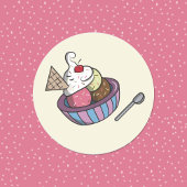 アイスクリームステッカーの美味しいボウル ラウンドシール