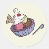 アイスクリームステッカーの美味しいボウル ラウンドシール (正面)