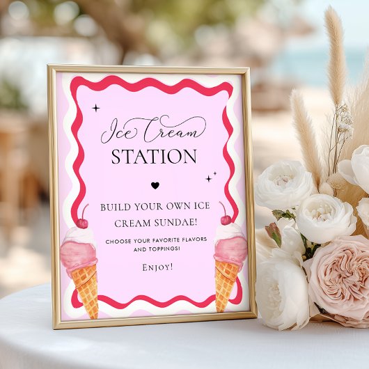 アイスクリームステーションのパーティー ポスター