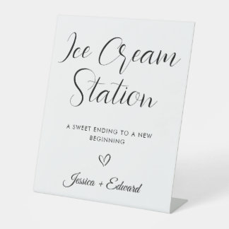 アイスクリームステーション卒業ミニマル白黒 台座サイン
