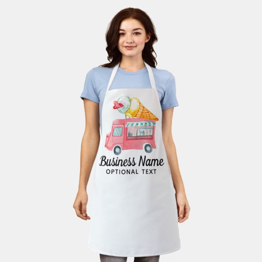 アイスクリームストアビジネスカスタム エプロン (着用した状態)