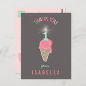 アイスクリームスパークラー女の子の1歳の誕生日ありがとう ポストカード (正面/裏面)