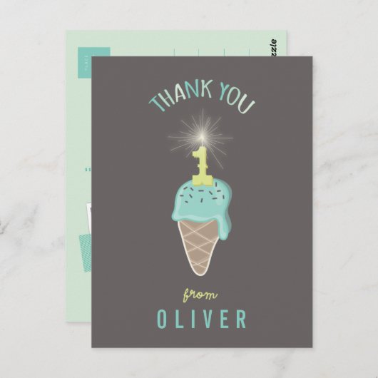 アイスクリームスパークラー1st誕生日ありがとうポストカード ポストカード (正面/裏面)