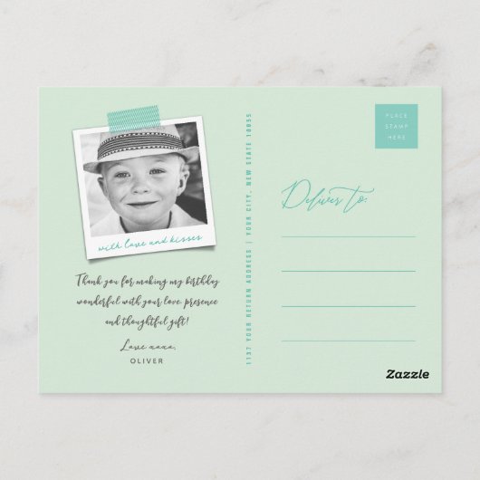 アイスクリームスパークラー1st誕生日ありがとうポストカード ポストカード (裏面)