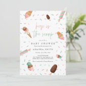 アイスクリームスプリンクルピンクサマーガールベビーシャワー 招待状 (スタンド正面)