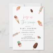 アイスクリームスプリンクルミントピンクサマーベイビーシャワー 招待状 (正面)