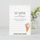 アイスクリームスプリンクル赤ちゃんシャワー – 編集可能な名前， 5x7 招待状 (スタンド正面)